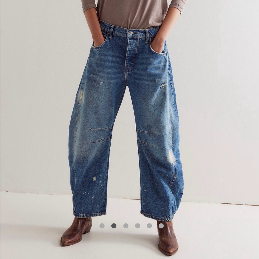 We The Free Good Luck Mid-Rise Barrel Jeans
